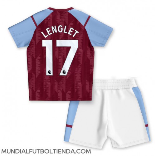 Camiseta Aston Villa Clement Lenglet #17 Primera Equipación Replica 2023-24 para niños mangas cortas (+ Pantalones cortos)